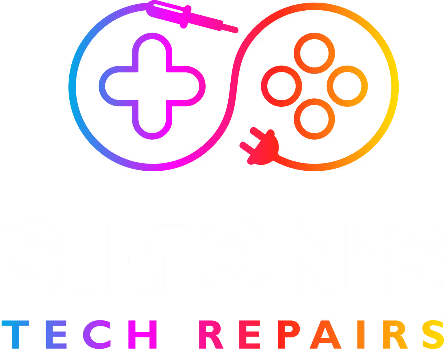 Simons Tech Repair logo Colourful gaming and tech repair logo design